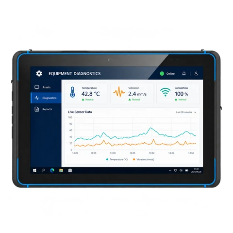 W105 — Industrial diagnostics application interface illustration